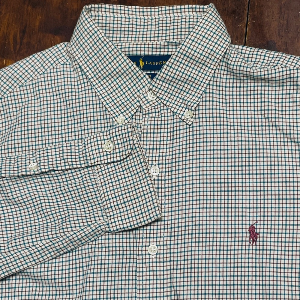 Polo Ralph Lauren Custom Fit Mens Large Plaid Button Up Shirt